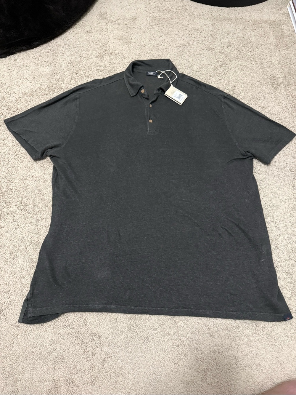 Faherty Short Sleeve Linen Polo XL NWT